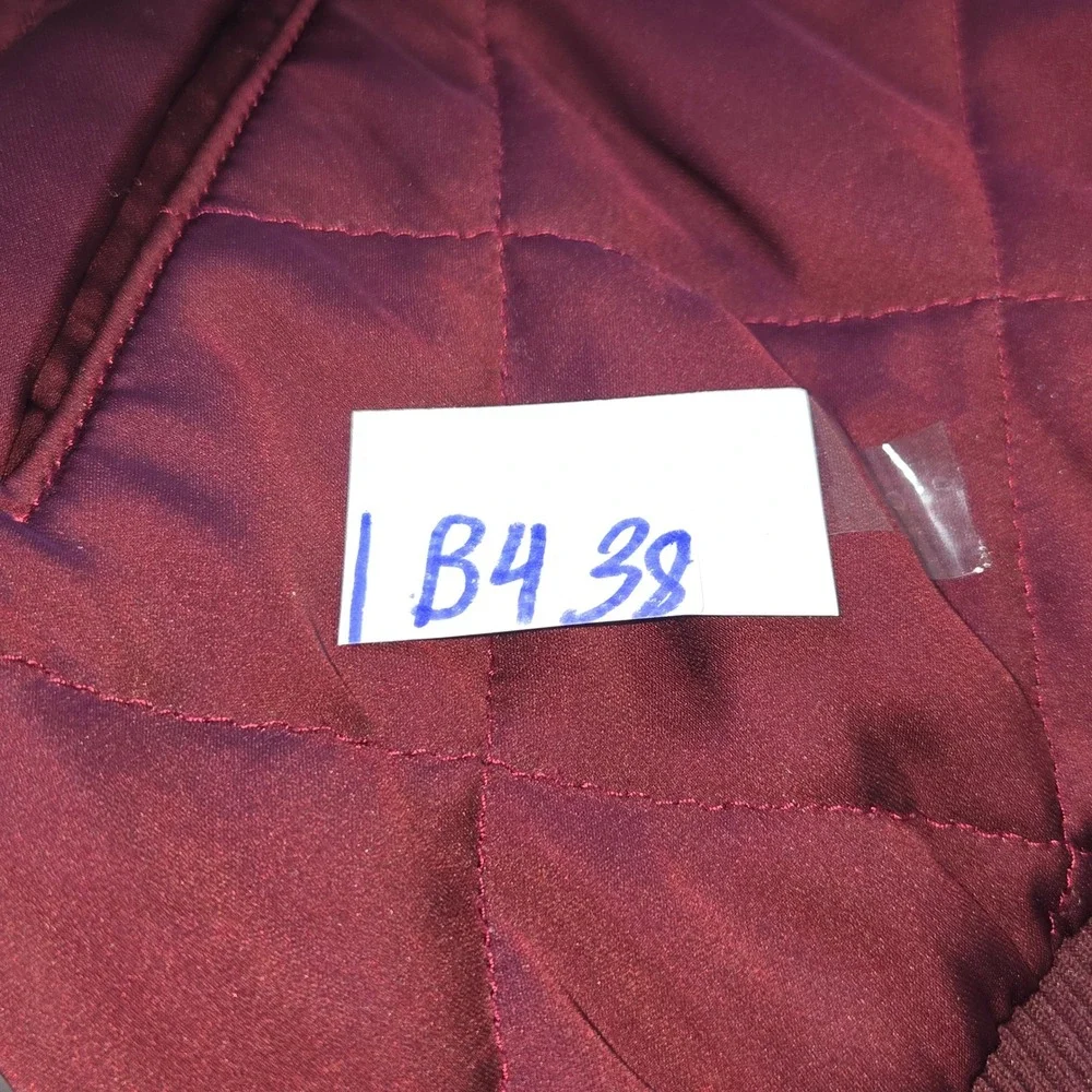 COACH New York Women Quilted Bomber Jacket Burgundy F86472 Size S Leather Trim